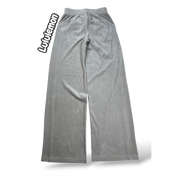 Lululemon Pants - Lululemon Corduroy Wide Leg Pants Grey Beige High Rise Ribbed Trousers Size 4
